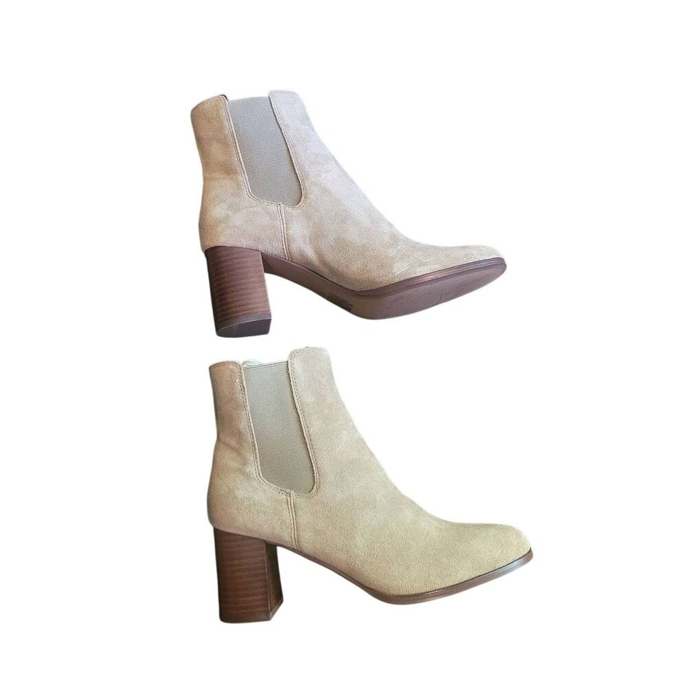 NEW Madewell Boots Women's 10 Tan Laura Chelsea Boot Suede Leather High Heel